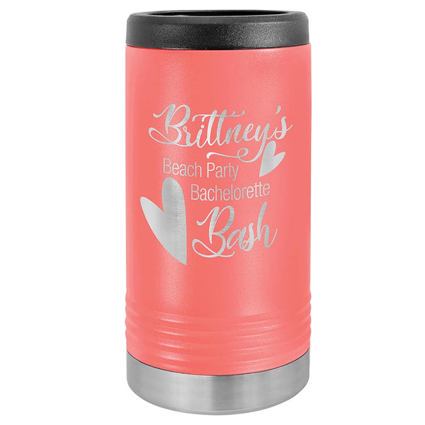 Custom Engraved Stainless Steel Beverage Holder for Slim Cans and Bottles Coral