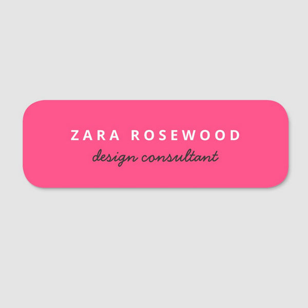 Stylish Trendy Hot Pink Modern Minimalist Feminine Name Tag