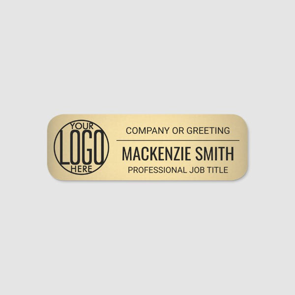 Corporate Logo Professional Employee Faux Gold Name Tag