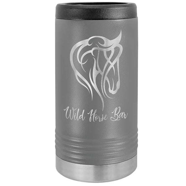 Custom Engraved Stainless Steel Beverage Holder for Slim Cans and Bottles Dark Gray