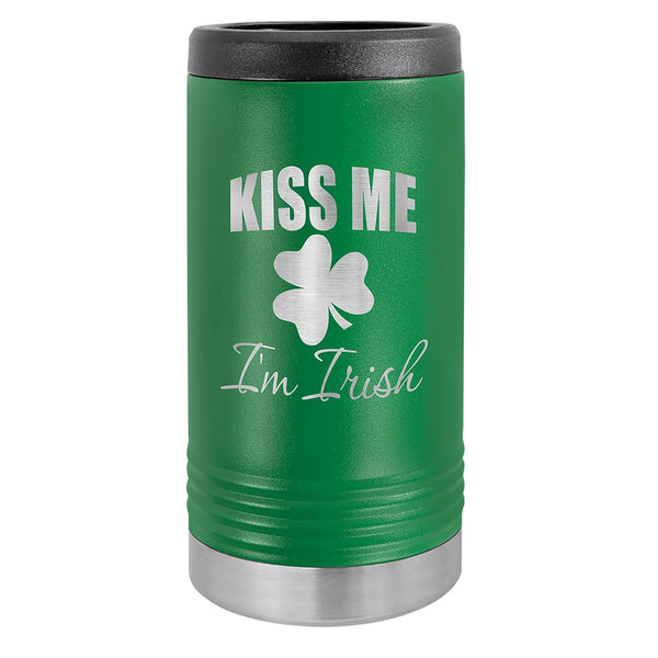 Custom Engraved Stainless Steel Beverage Holder for Slim Cans and Bottles  Green