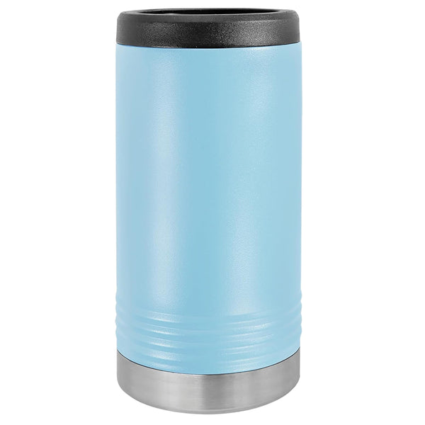 Custom Engraved Stainless Steel Beverage Holder for Slim Cans and Bottles  Light Blue